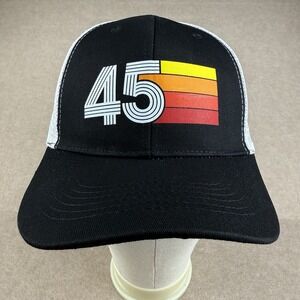 Retro 45 Trucker Hat Black White Mesh Snapback Adjustable Cap Vintage Style